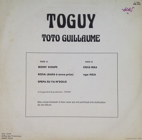 télécharger l'album Toto Guillaume - Mont Koupé