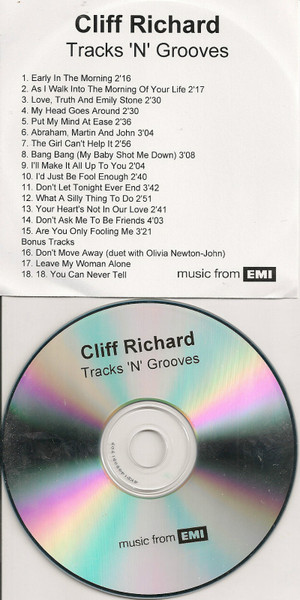 Cliff Richard – Tracks 'N Grooves (2004, CDr) - Discogs