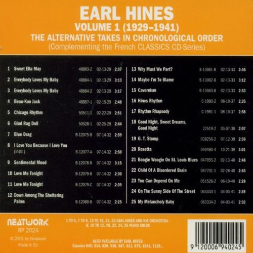 descargar álbum Earl Hines - The Alternate Takes In Chronological Order Volume 1 1929 1941