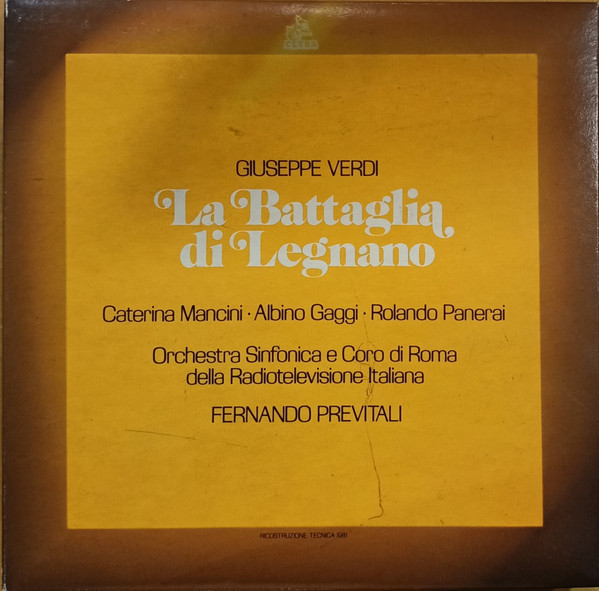 Giuseppe Verdi – La Battaglia Di Legnano (1968, Vinyl) - Discogs