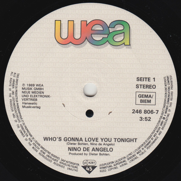 lataa albumi Nino de Angelo - Whos Gonna Love You Tonight