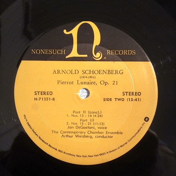 Album herunterladen Arnold Schoenberg Jan DeGaetani Arthur Weisberg - Pierrot Lunaire Op21