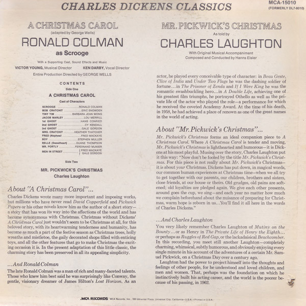 ladda ner album Charles Laughton, Ronald Colman - A Christmas Carol Mr Pickwicks Christmas