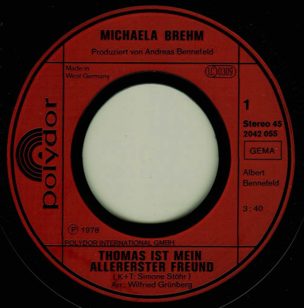 télécharger l'album Michaela Brehm - Thomas Ist Mein Allererster Freund