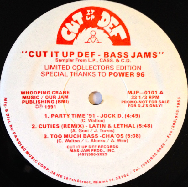 Cut It Up Def - Bass Jams (1991, Vinyl) - Discogs
