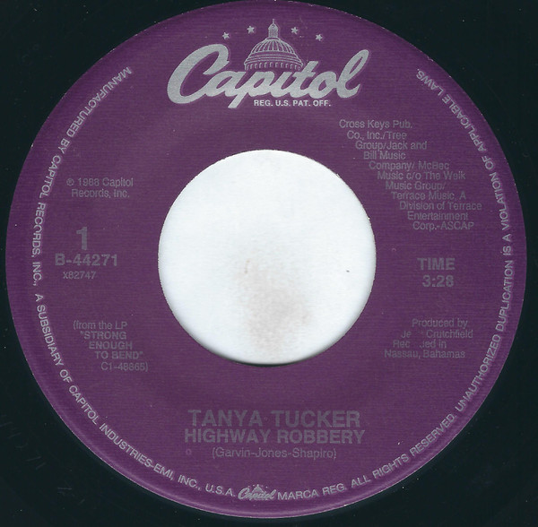 Capitol Country 45 Tanya Tucker Highway Robery/Lonesome Town On Capitol 