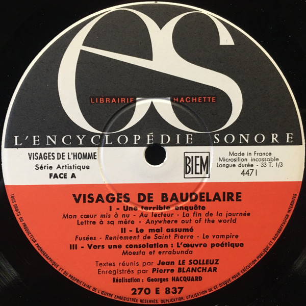 descargar álbum Pierre Blanchar - Visages de Baudelaire