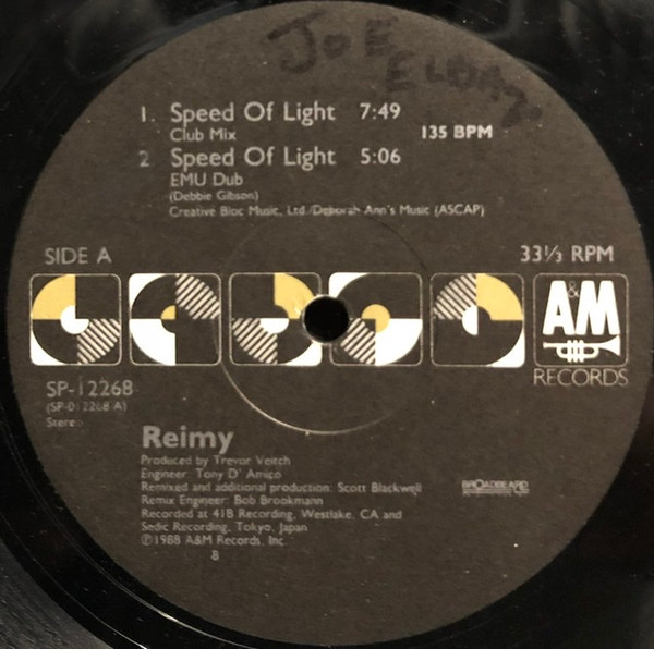 Reimy – Speed Of Light (1988, Vinyl) - Discogs