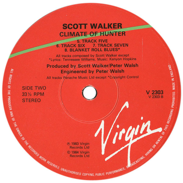 Scott Walker - Climate Of Hunter | Virgin (V 2303) - 4