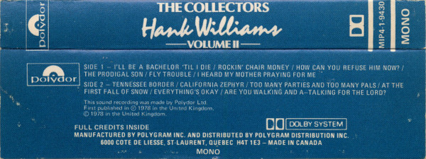 Hank Williams - The Collectors Volume II | Polydor (MIP4-1-9430) - 2