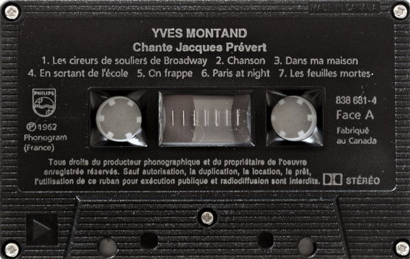 Yves Montand - Yves Montand Chante Jacques Prévert | Philips (838 681-4) - 3