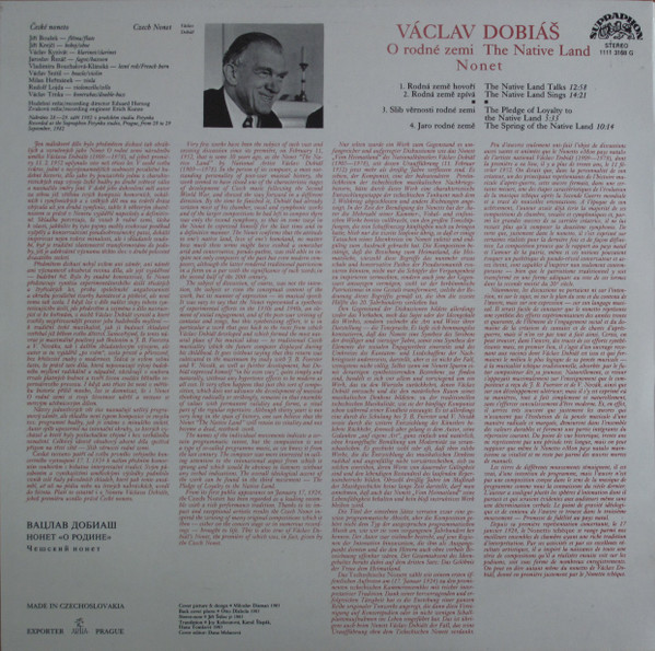 last ned album Václav Dobiáš Czech Nonet - Nonet O Rodné Zemi The Native Land