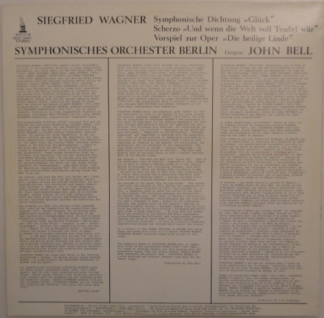 baixar álbum Siegfried Wagner, Symphonisches Orchester Berlin Dirigent John Bell - Symphonische Dichtung Gluck Scherzo Und Wenn Die Welt Voll Teufel War Vorspiel Zur Oper Die Heilige Linde