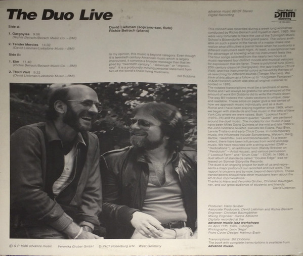 télécharger l'album David Liebman Richie Beirach - The Duo Live