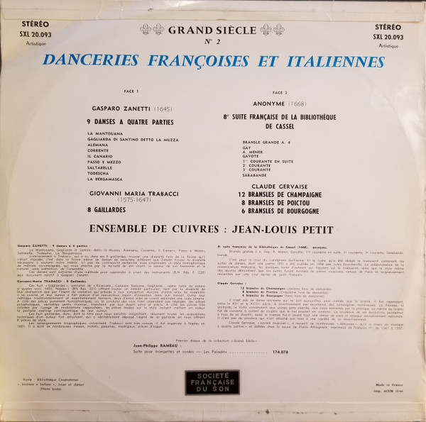 last ned album Orchestre De Cuivres JeanLouis Petit, Ensemble De Cuivres JeanLouis Petit, JeanLouis Petit - Danceries Françoises Et Italiennes