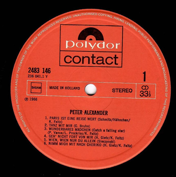 76425 Autriche-LP vinyl Bohême Hongrie Peter Alexander-spécialités A 