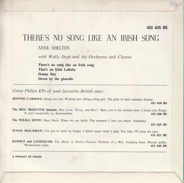 lataa albumi Anne Shelton With Wally Stott And His Orchestra And Chorus - Theres No Song Like An Irish Song
