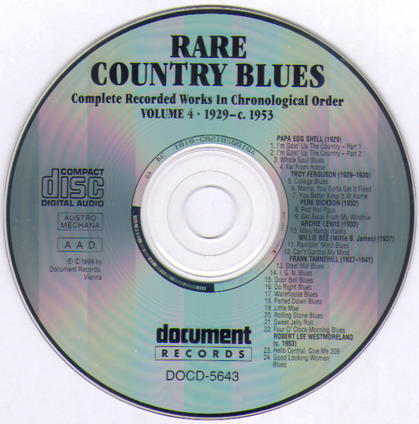 baixar álbum Various - Rare Country Blues Complete Recorded Works In Chronological Order Volume 4 1929 C 1953