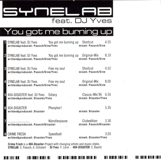 télécharger l'album Synelab Feat DJ Yves - You Got Me Burning Up