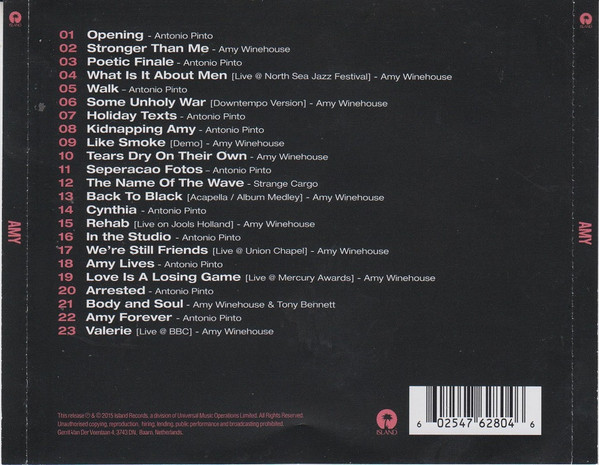 Amy Winehouse, Antonio Pinto – Amy (The Original Soundtrack) (2015, Vinyl)  - Discogs