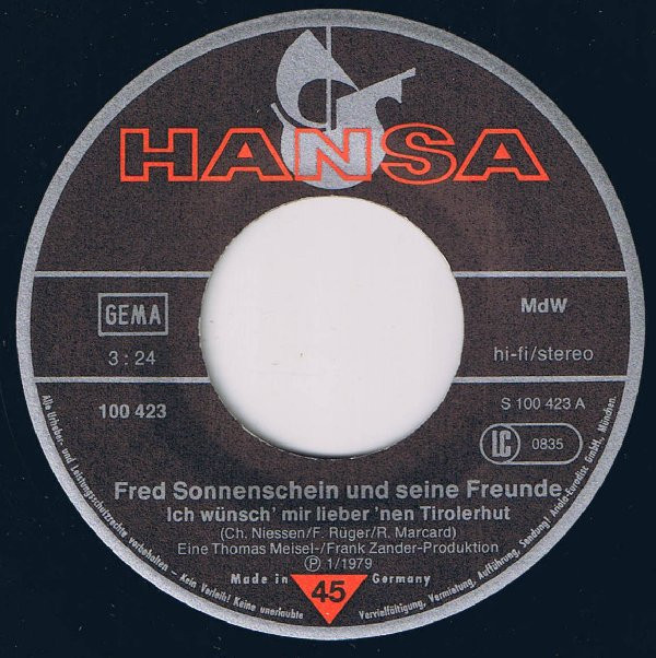 baixar álbum Download Fred Sonnenschein Und Seine Freunde - Ich Wünsch Mir Lieber Nen Tirolerhut album