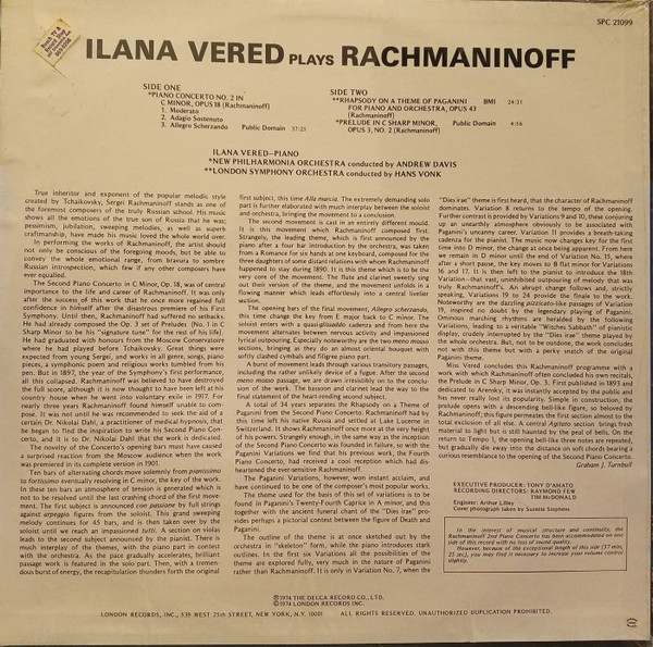 last ned album Ilana Vered - Ilana Vered plays Rachmaninoff