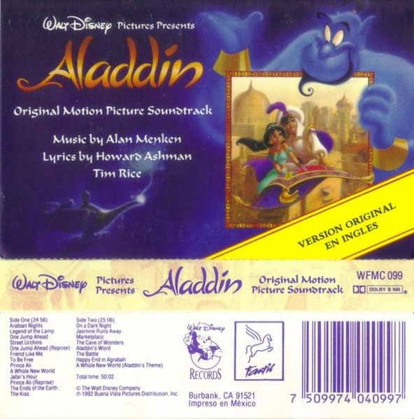 Alan Menken Howard Ashman Tim Rice Aladdin Original Motion Picture Soundtrack 1992 Dolby Cassette Discogs