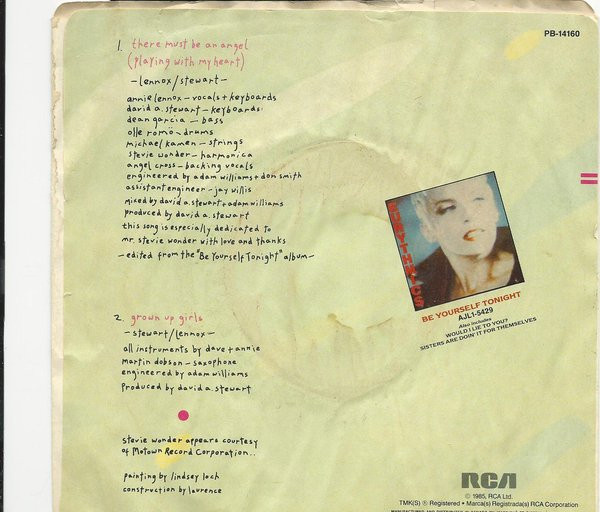 Eurythmics - There Must Be An Angel (Playing With My Heart) | RCA (PB-14160) - 2