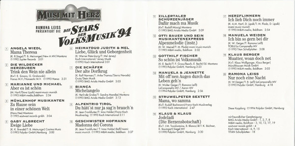 lataa albumi Various - Musi Mit Herz Ramona Leiß Präsentiert Die Stars Der Volksmusik 94