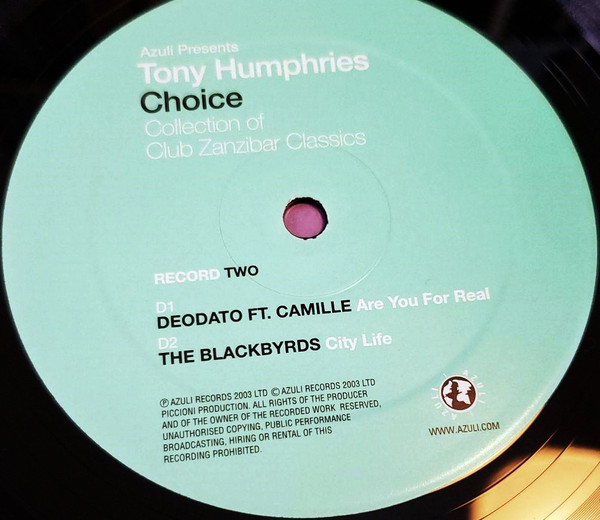 Tony Humphries - Azuli Presents Tony Humphries - Choice - A Collection Of Club Zanzibar Classics | Azuli Records (AZLP22) - 7