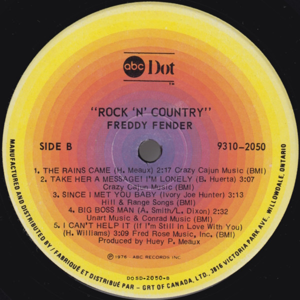 Freddy Fender - Rock 'N' Country | ABC Dot (9310-2050) - 4