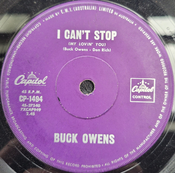 Buck Owens – I Can't Stop (My Lovin' You) (1962, Vinyl) - Discogs