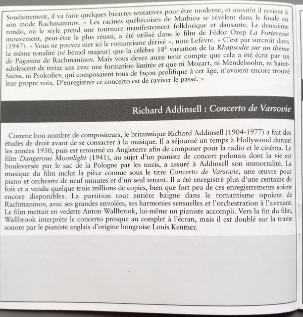 Alain Lefèvre , Orchestre Symphonique De Québec , Yoav Talmi - Mathieu / Addinsell / Gershwin - Concerto De Québec / Warsaw Concerto / Concerto En Fa / In F | Analekta (AN 2 9814) - 10