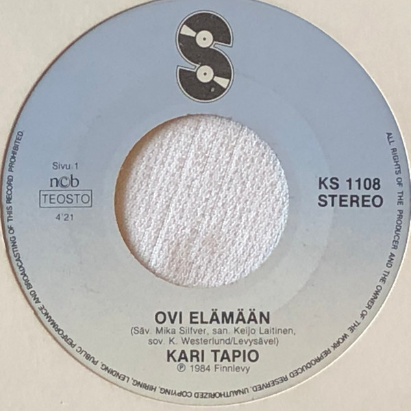 Kari Tapio – Ovi Elämään / Ihosi Tuoksu (1984, Vinyl) - Discogs