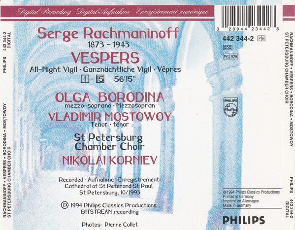 télécharger l'album Sergei Vasilyevich Rachmaninoff Rachmaninoff Nikolai Korniev, St Petersburg Chamber Choir - Vespers