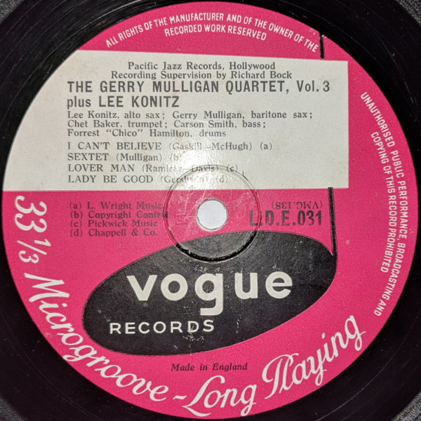 télécharger l'album Gerry Mulligan Quartet Plus Lee Konitz - Volume 3