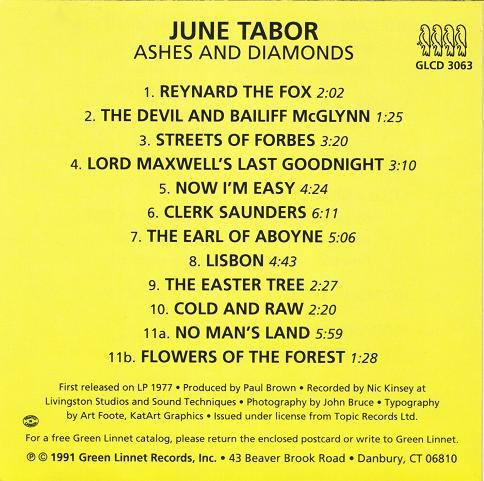last ned album June Tabor - Ashes And Diamonds