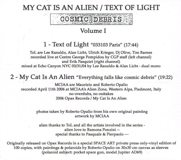 last ned album My Cat Is An Alien Text Of Light - Cosmic Debris Volume I