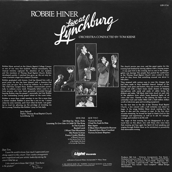 descargar álbum Robbie Hiner - Live At Lynchburg