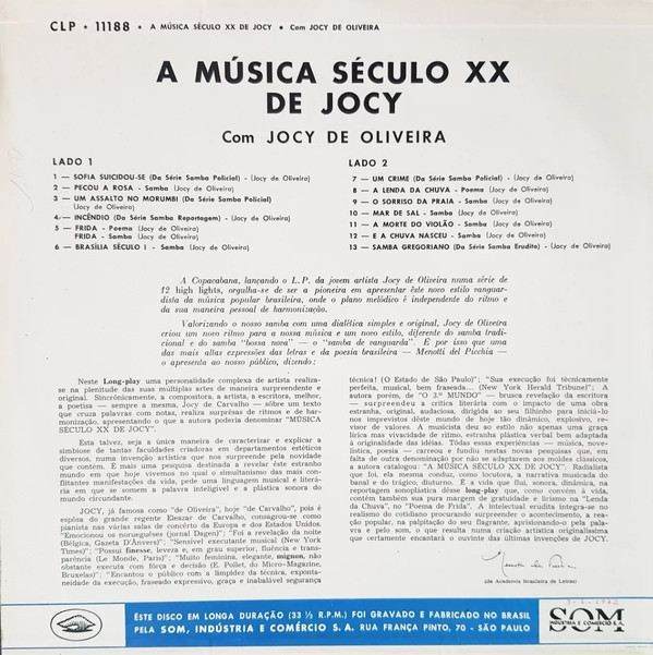 last ned album Jocy de Oliveira - A Música Século XX De Jocy