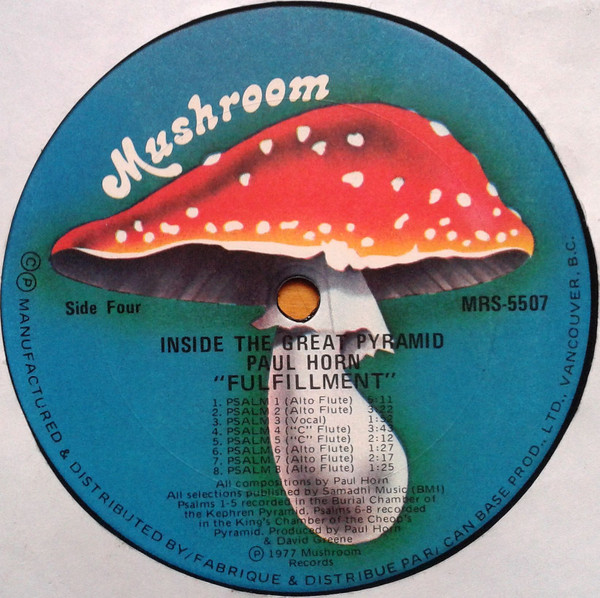 Paul Horn - Inside The Great Pyramid | Mushroom Records (MRS-5507) - 8