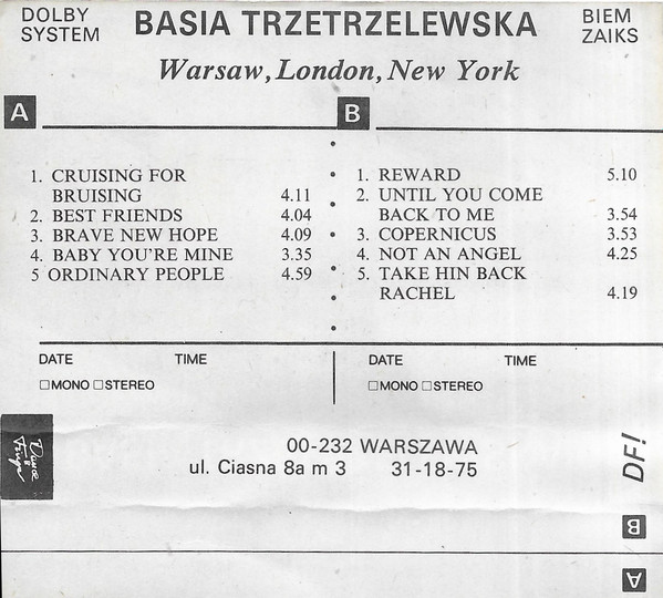 last ned album Basia Trzetrzelewska - Warsaw London New York