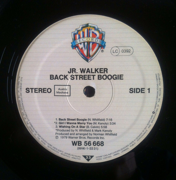 Jr. Walker – Back Street Boogie (1979, Vinyl) - Discogs