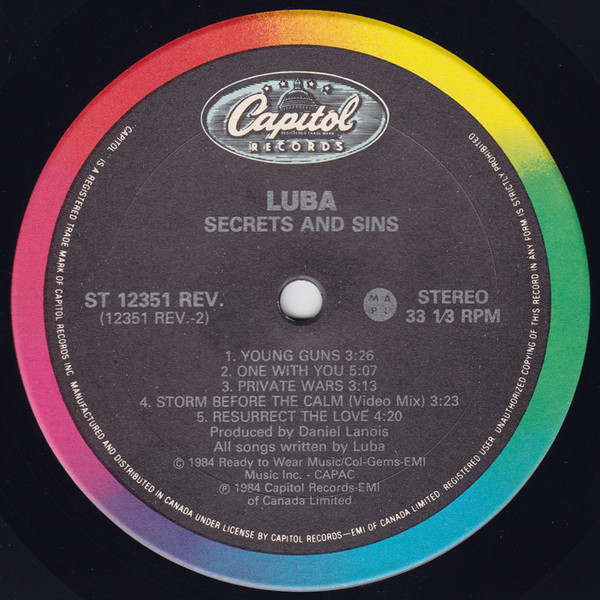 Luba - Secrets And Sins | Capitol Records (ST 12351 REV.) - 4