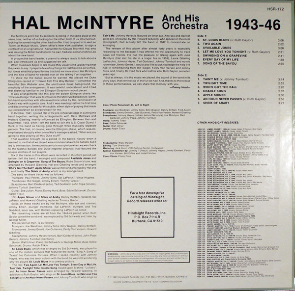 baixar álbum Hal McIntyre And His Orchestra - The Uncollected Hal McIntyre And His Orchestra 1943 1946