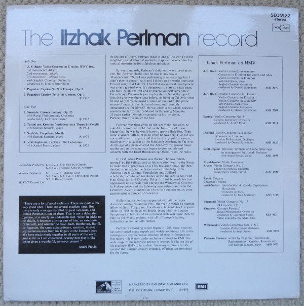 descargar álbum Itzhak Perlman - The Itzhak Perlman Record