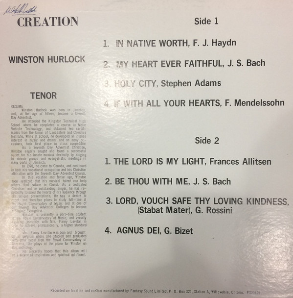 télécharger l'album Winston Hurlock - Creation