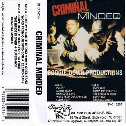 Boogie Down Productions – Criminal Minded (1991, Cassette) - Discogs