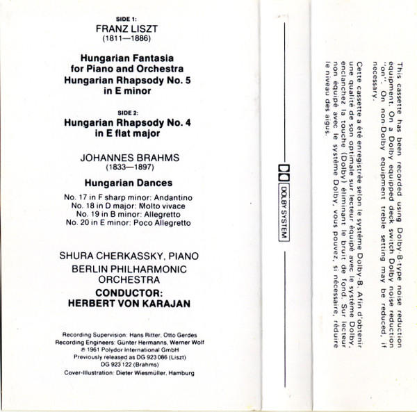 Album herunterladen Download Franz Liszt Johannes Brahms Shura Cherkassky, Berlin Philharmonic Orchestra, Herbert von Karajan - Hungarian Fantasia Hungarian Rhapsodies Nos 4 5 Hungarian Dances Nos 17 18 19 20 album