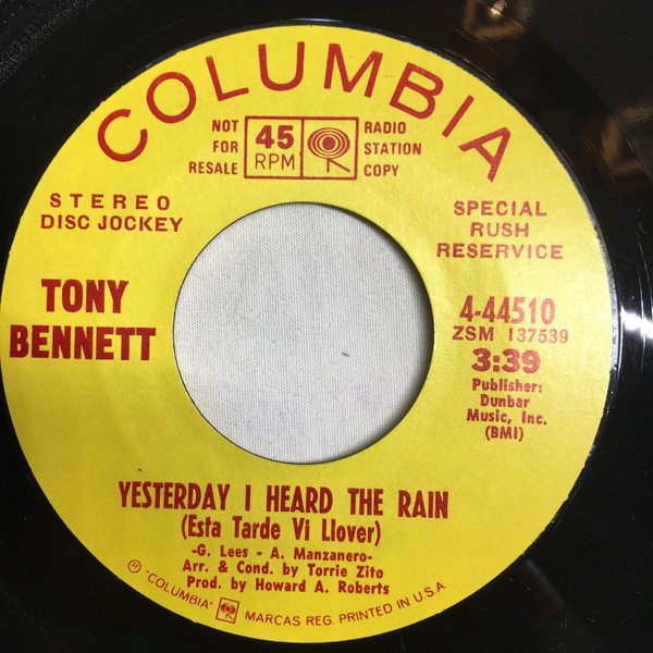 last ned album Tony Bennett - Yesterday I Heard The Rain Esta Tarde Vi Llover
